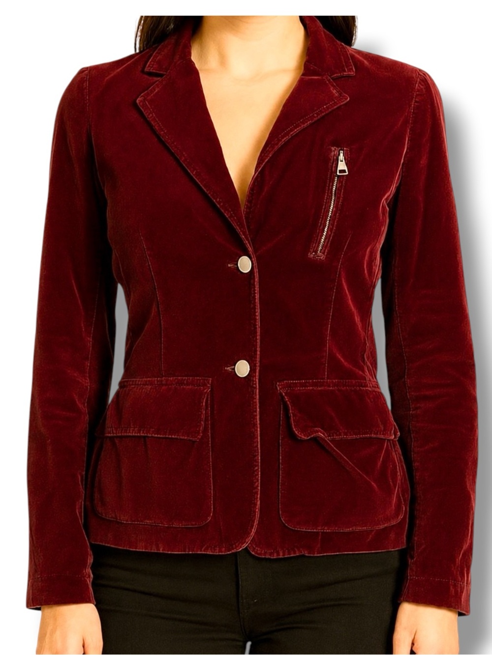 Nili Lotan Velvet Button Front Blazer Jacket Size 4 Rust Red